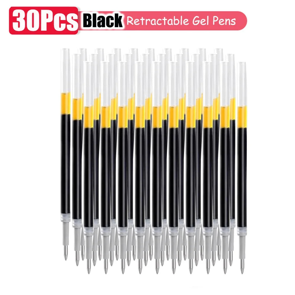 1-63Pc Retractable Gel Pens Set Black/red/blue Ink Ballpoint for Writing 0.5mm Refills Office Accessory School Supply Stationery