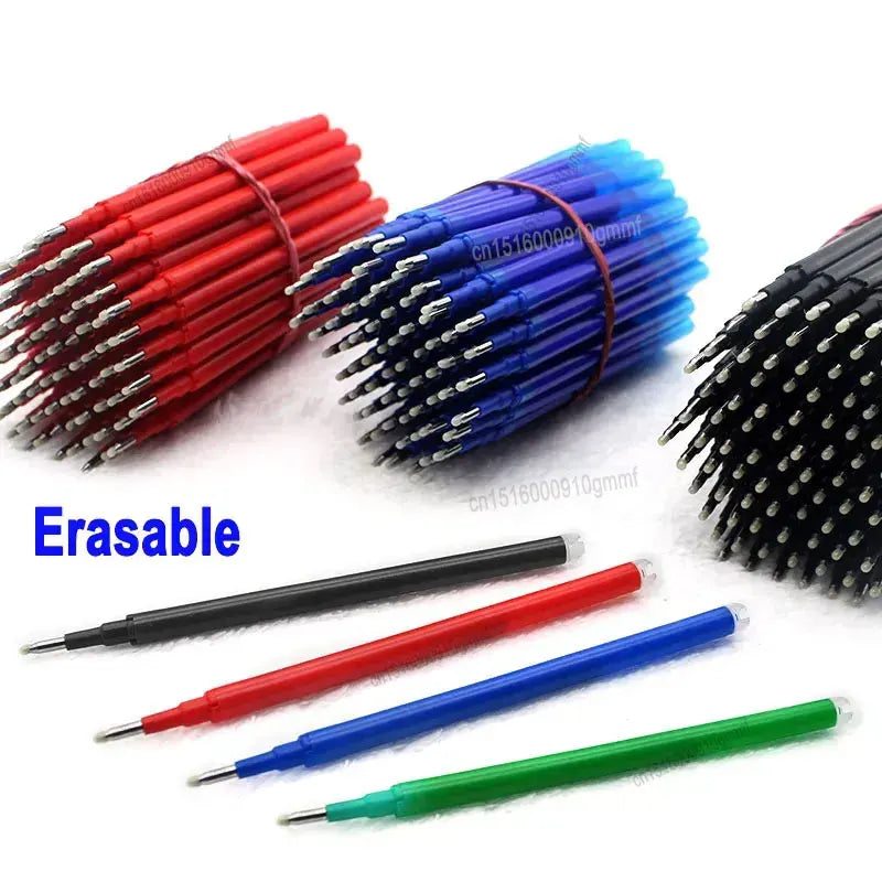 0.7mm 0.5mm Tip Retractable Erasable Gel Pen Refill Large Capacity 8 Color Ink Cartridge Rods Washable Handle Writing Stationery