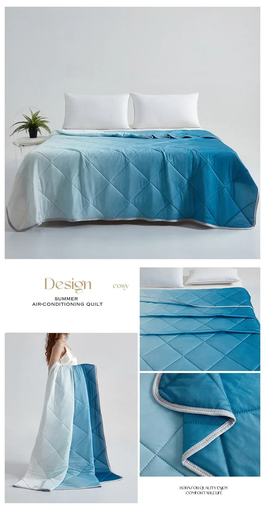 1PC High Quality Pure Color  Cooling Blankets  Lightweight, Breathable Summer Quilt with Double Side Cold Cooling Fabric 여름이불