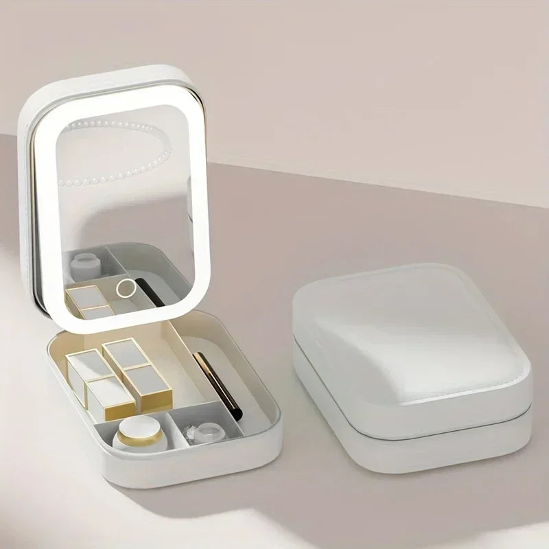 1pc Children's travel cosmetic bag with mirror-fashionable and convenient children's cosmetic storage bag
