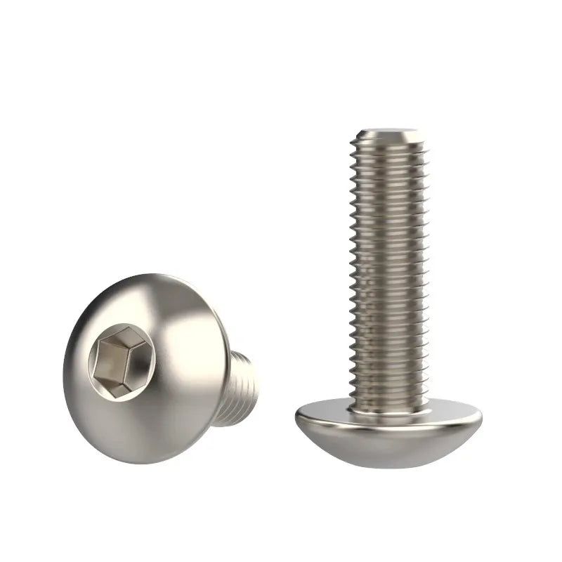 10pcs 304 Stainless steel Big Flat Round Head Inner Hexagon Screw Bolt M6 6mm M5 for Motorcycle Scooter ATV Moped Plastic Cover