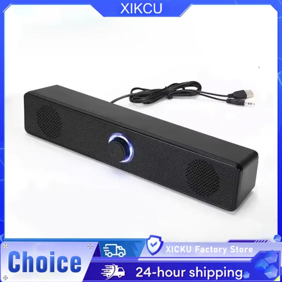 XIKCU PC Soundbar Wired and Wireless Bluetooth Speaker USB Powered Soundbar for TV Pc Laptop Game Theater Surround Audio System
