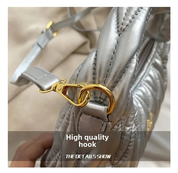 Women's Crossbody Cloud Design Versatile Handbag Soft PU Leather Square Shape Shoulder Bag with Zipper Polyester Lining