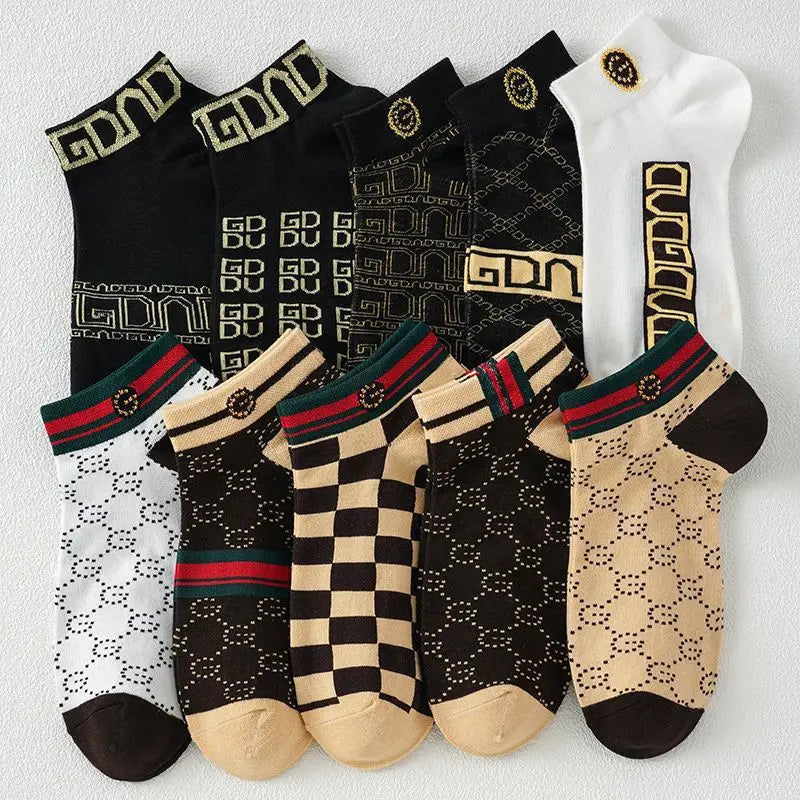 10 pairs of socks men's summer socks ins tide versatile high-value korean version cool trend low-top men's boat socks EU36-44