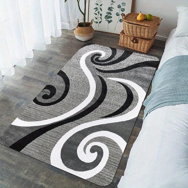"Modern Line Print Area Mat - Non-Slip Short Pile Rug for Living Room/Bedroom/Office, Washable Soft Floor Mat Indoor Use