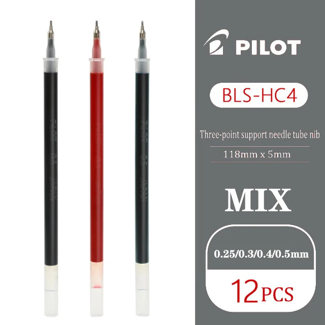 12pcs/Box Pilot HI-TEC Gel Pen Set 0.25/0.3/0.4/0.5mm Fine Point Ballpoint Pen Needle Neutral Gel Ink Black,Blue,Red BLLH-20C4