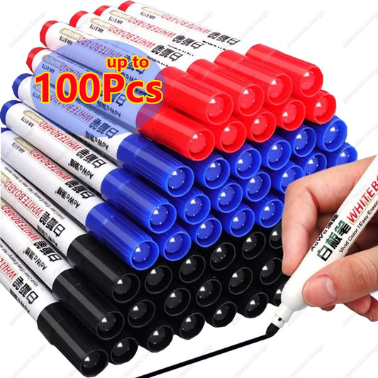 1-100pcs Erasable Whiteboard Marker Pen Blackboard Marker Teaching Chalk for Glass Ceramics Office School Art Marker Stationery