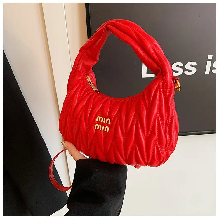 Women's Crossbody Cloud Design Versatile Handbag Soft PU Leather Square Shape Shoulder Bag with Zipper Polyester Lining