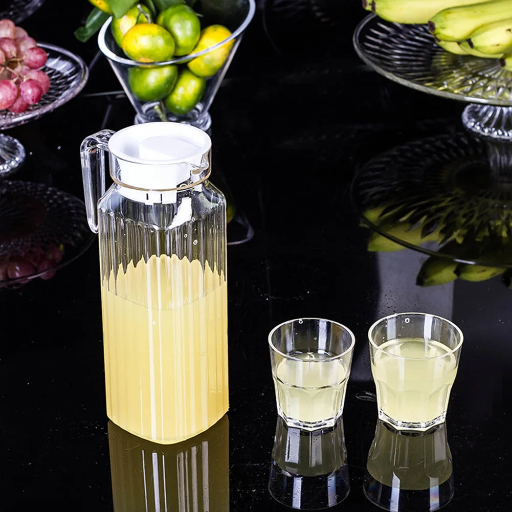 1pc 1.1L Water Juice Jug Pitcher PC Transparent Bottle With Lid Fridge Home Kitchen Drink Storage Pot 8.5x24cm