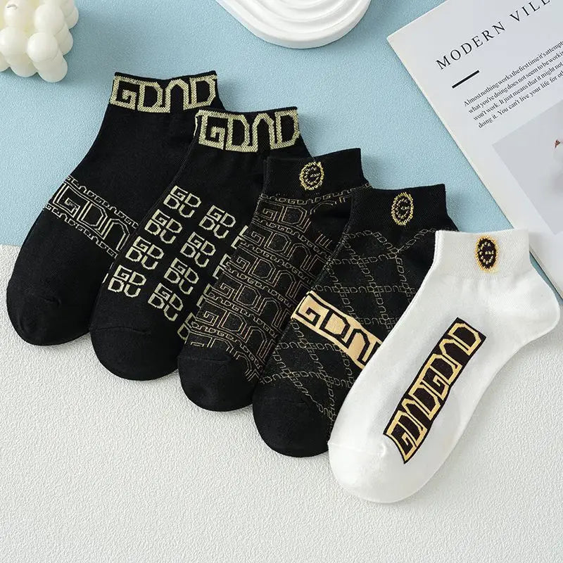 10 pairs of socks men's summer socks ins tide versatile high-value korean version cool trend low-top men's boat socks EU36-44