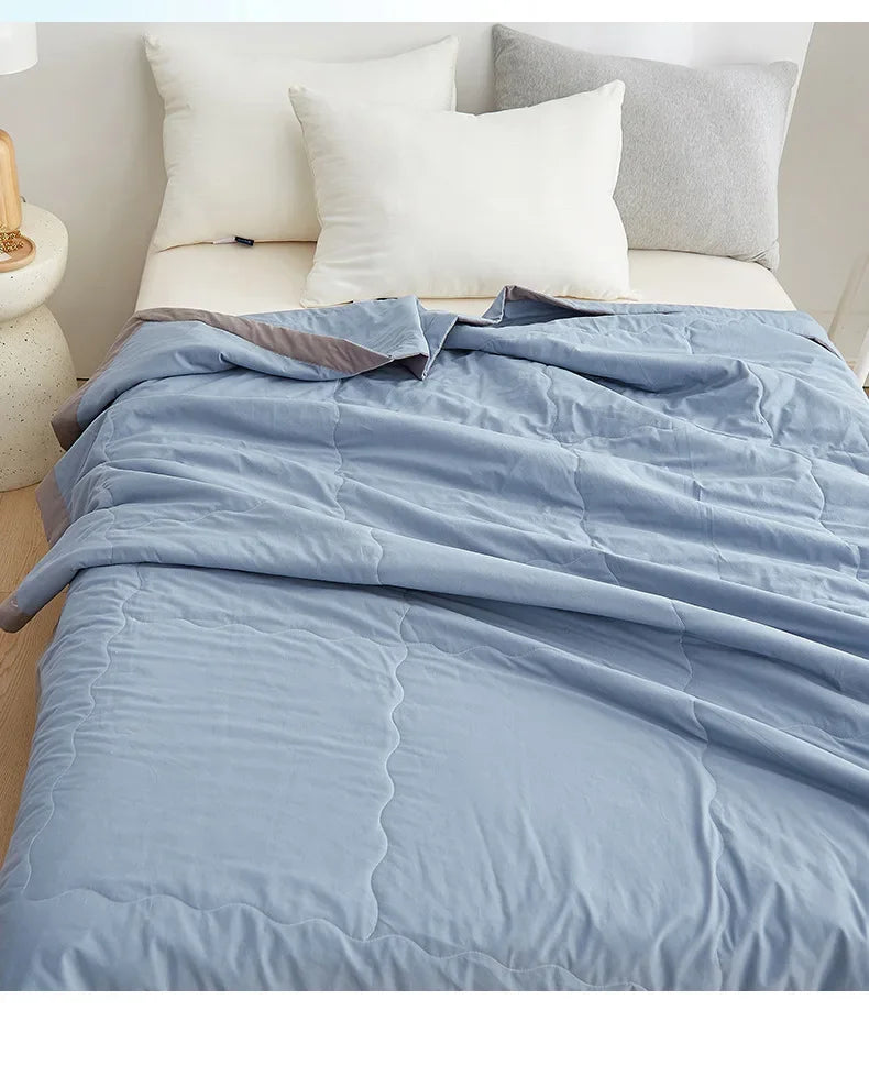 100% cotton inside and outside summer cool  air conditioning quilt washed cotton pure cotton summer quilt thin quilt summer