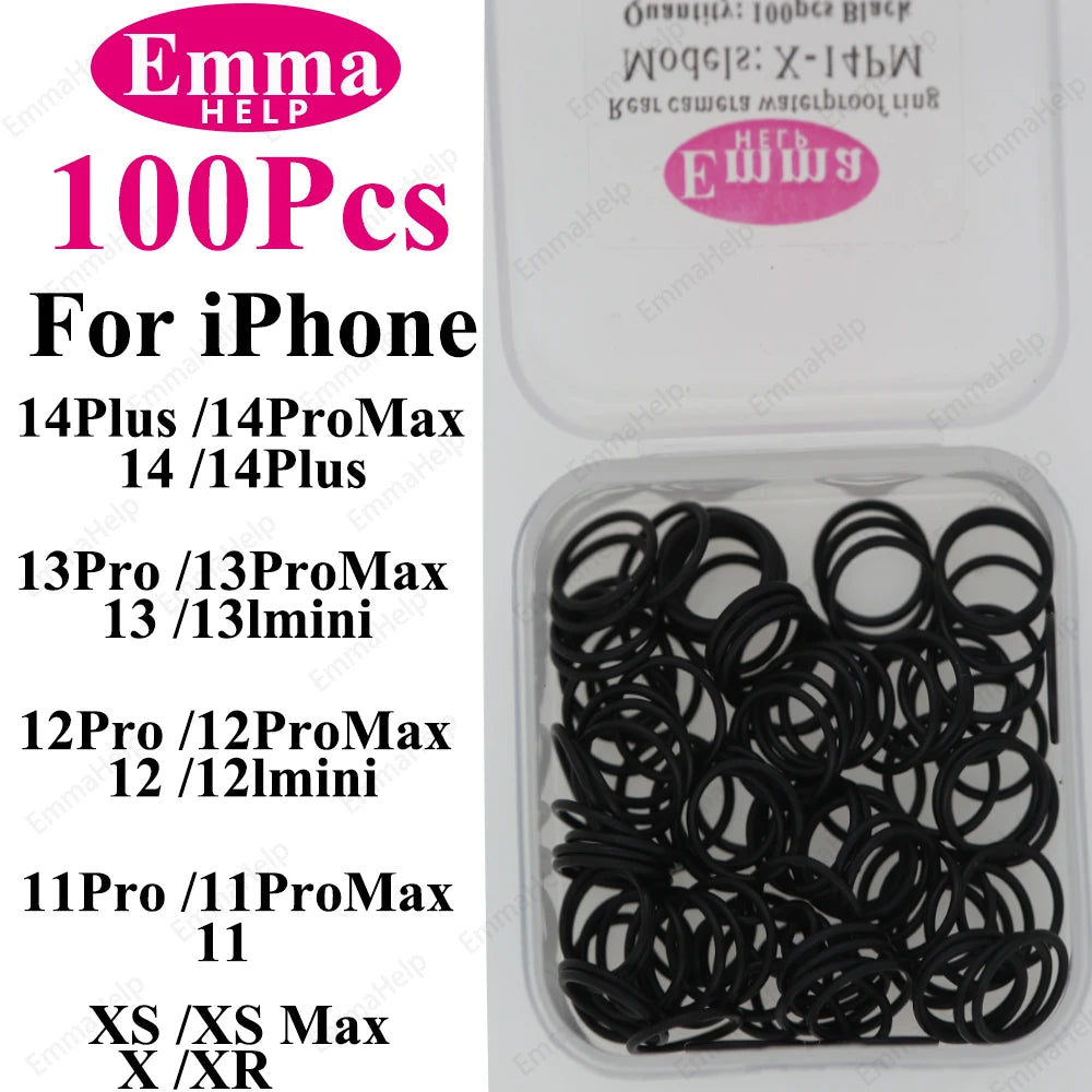 100pcs Back Camera Lens WaterProof Seal Ring for iPhone 11 12 13 mini X XR XS 14 15 Pro Max Waterproof Rubber Circle Big Hold