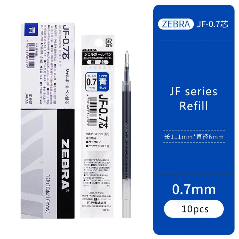 10pcs Japan ZEBRA Zebra Pen Refill JF-0.3/0.38/0.4/0.5/0.7mm JJ15 Press Neutral Pen Refill Black Blue Red School Stationery