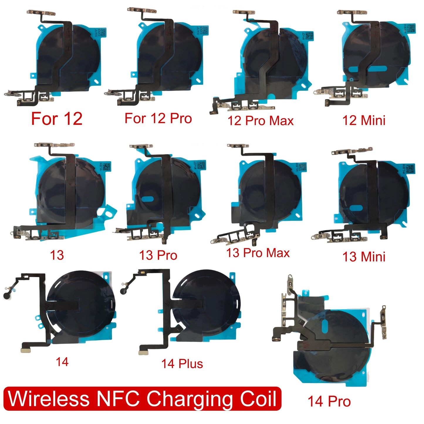 Wireless Charging Chip Coil For iPhone 14 13 12 15 Pro Max Mini plus Wireless With Magnet Power Volume Button Flex Charger Panel