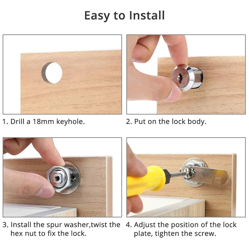 16/20/25/30mm Cam Lock Door Barrel Drawer Cabinet Mail Box Locker Cupboard + 2 Keys Cabinet Office Desk Letter Box Cam Locks