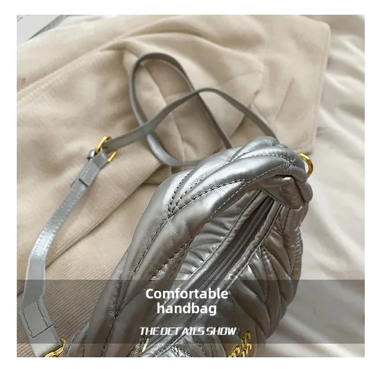 Women's Crossbody Cloud Design Versatile Handbag Soft PU Leather Square Shape Shoulder Bag with Zipper Polyester Lining