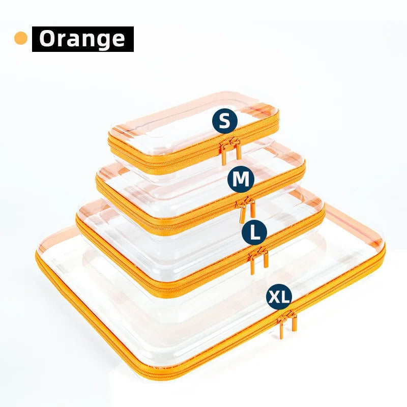 1pc Home Organize Box Transparent Cosmetics Storage Bag Baby Toy Organize Box Waterproof Plastic Zippered Pouch Travel Case Bag