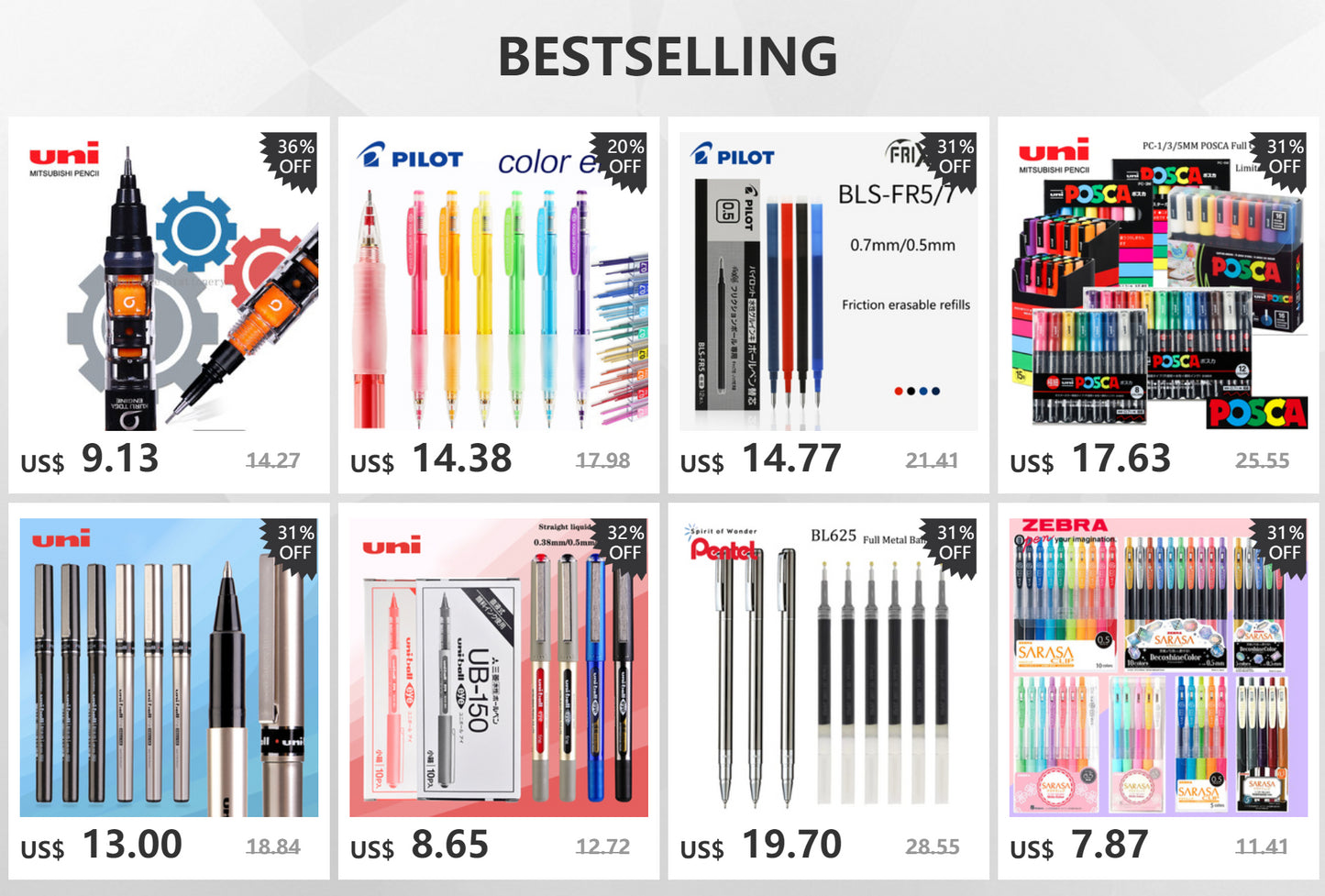 1PCS UNI Ballpoint Pen Jetstream Series Gel Pen Low Friction Fast Dry Smooth Writing School Office Supplies 0.38/0.5/0.7mm