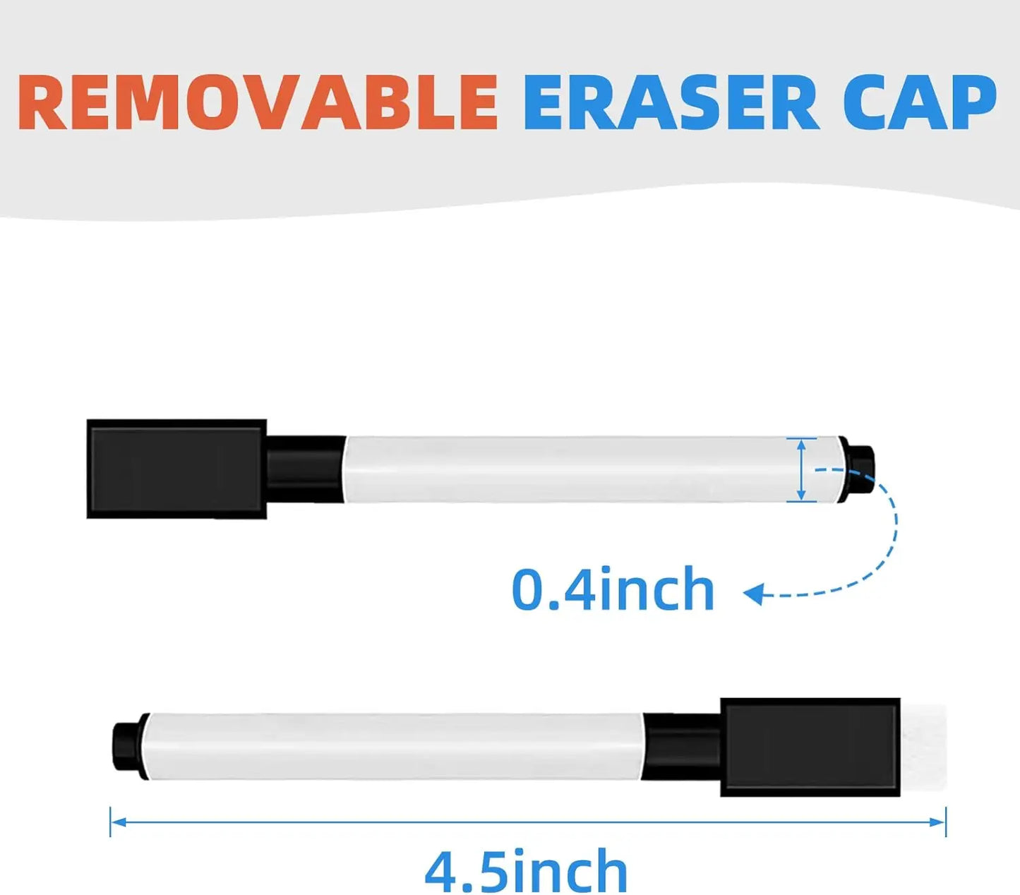 100Pcs Whiteboard Marker Pens Fine Point Tip with Eraser Cap Mini Bulk Black Dry Erase Markers for Teachers School