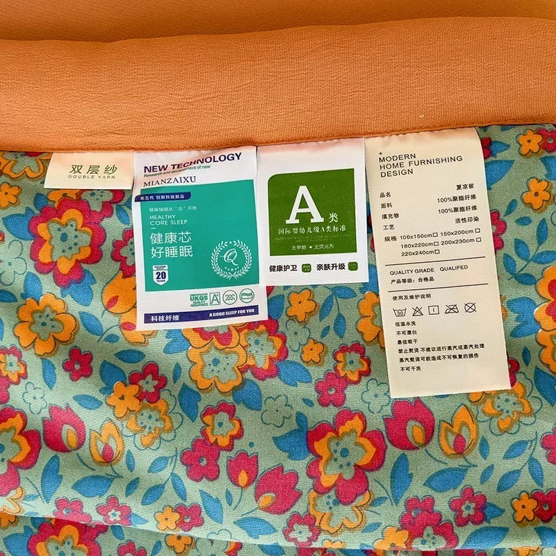 100% Cotton Summer Double-sided Cool Feeling Summer Quilt Queen Smooth Ice Silk Cooling Blanket Summer Comforter