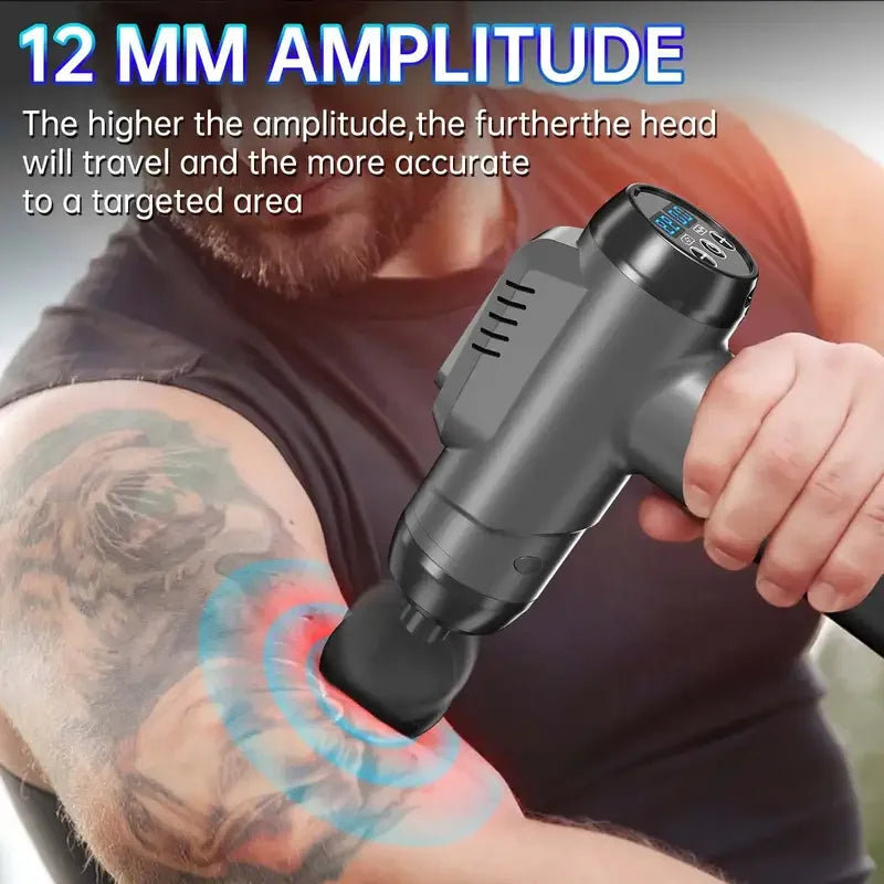 1200-9800 rpm High-Power Deep Muscle Massage Gun Electric Massager with 8 Heads For Body Neck Back Leg Fitness Tool 30 Levels