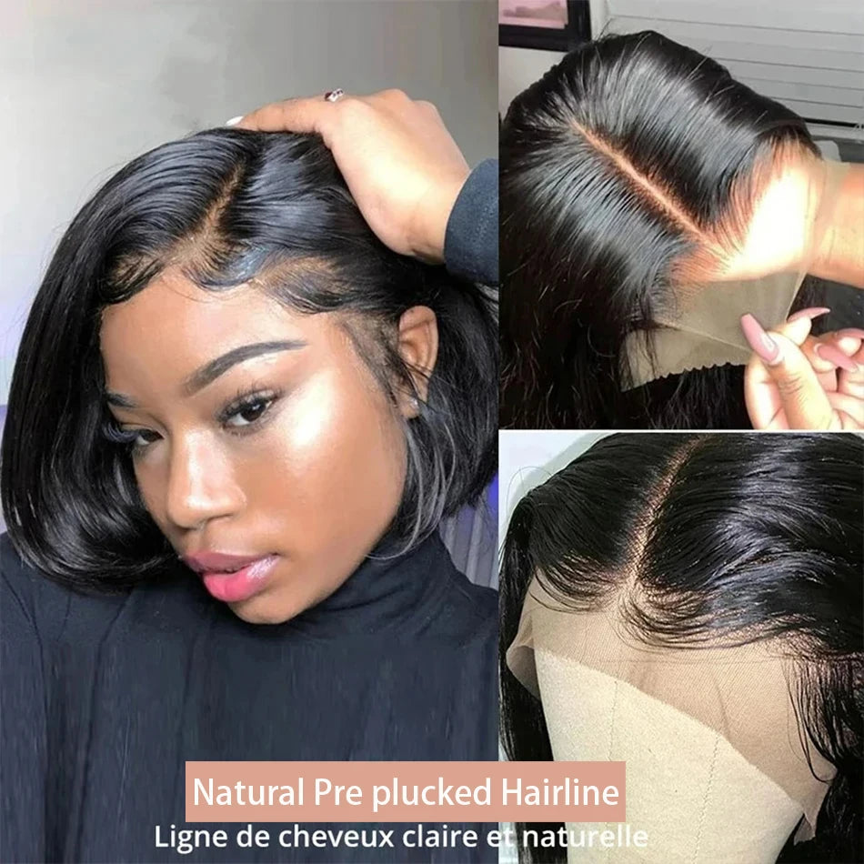 13x4 Bone Straight Bob Wig 4x4 Transparent Lace Front Wigs For Women Short Bob Wig Lace Frontal Wig 100% Human Hair 12 14 Inch