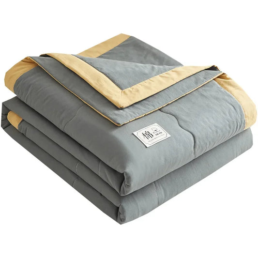 100% cotton inside and outside summer cool  air conditioning quilt washed cotton pure cotton summer quilt thin quilt summer