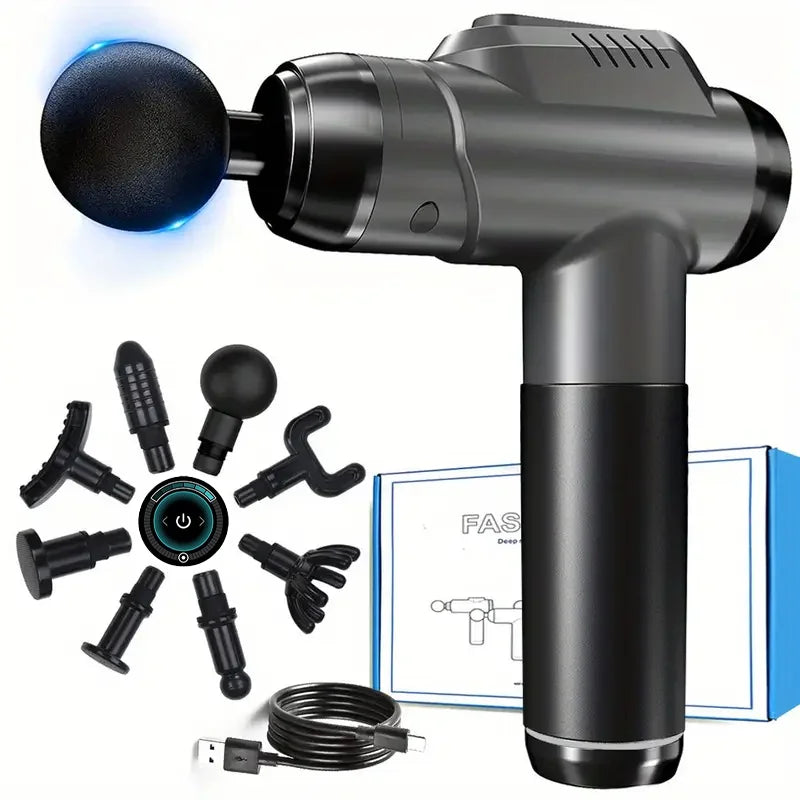 1200-9800 rpm High-Power Deep Muscle Massage Gun Electric Massager with 8 Heads For Body Neck Back Leg Fitness Tool 30 Levels