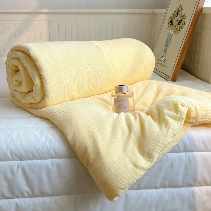 1pc Washed Cotton Duvet Queen/King  Air Condition Quilt for Summer Cooling Skin-Friendly Plain Summer Blanket Comfortable 이불 사계절