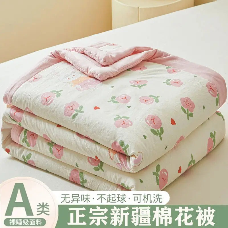 100% Cotton Summer Cooler Air-conditioning Nap Blanket Soy Fiber Comforter Quilt Core Super Soft Comfortable Antibacterial Quilt