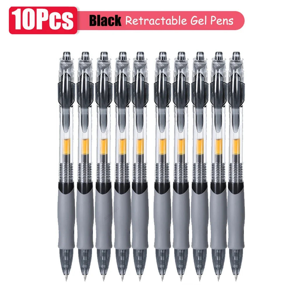 1-63Pc Retractable Gel Pens Set Black/red/blue Ink Ballpoint for Writing 0.5mm Refills Office Accessory School Supply Stationery