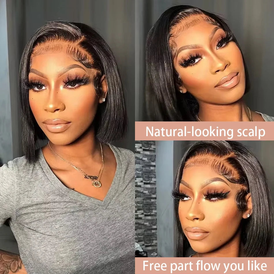 13x4 Bone Straight Bob Wig 4x4 Transparent Lace Front Wigs For Women Short Bob Wig Lace Frontal Wig 100% Human Hair 12 14 Inch