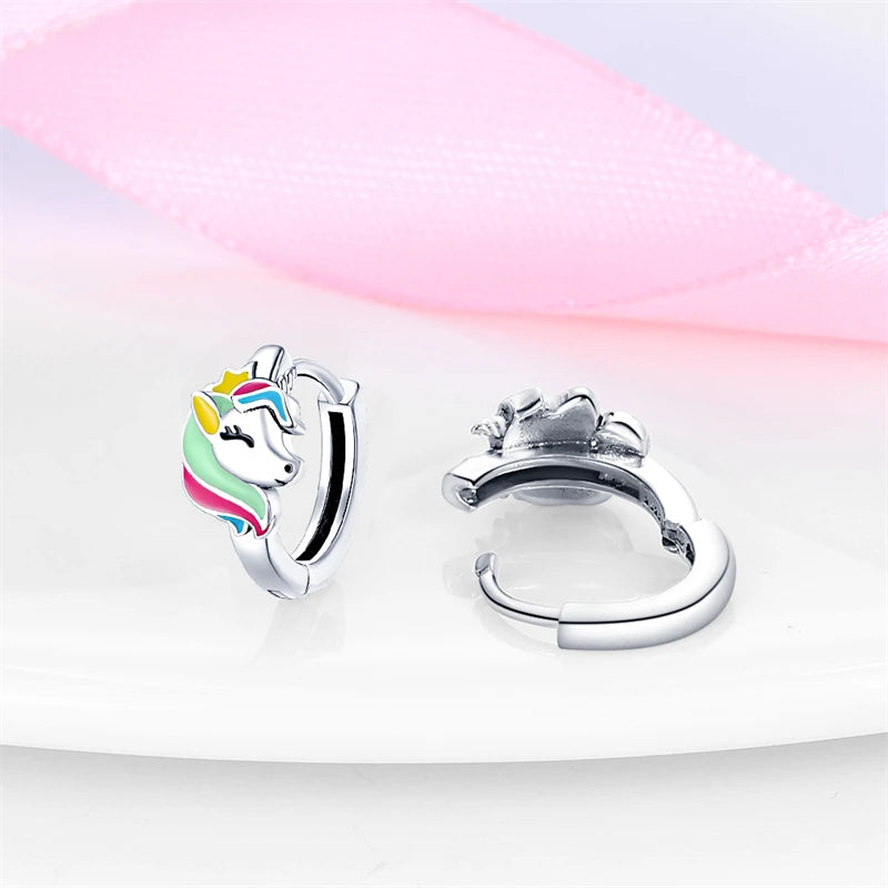 100% 925 Sterling Silver Colorful Butterfly Bee Ladybug Rainbow Flower Earrings For Women Fashion Birthday Party Jewelry Gifts