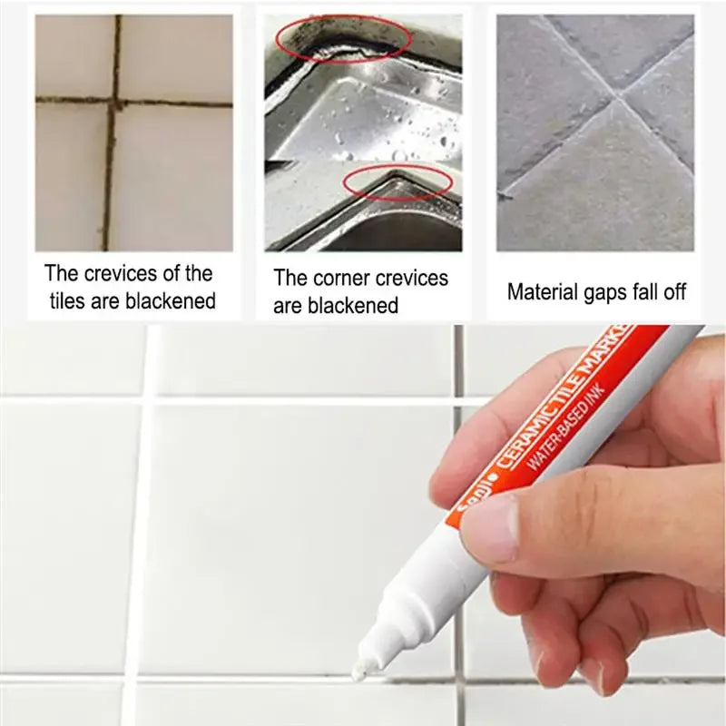 1/3 Pcs Waterproof White Marker Pen Wall Seam Repair Tiles Grout Markers Pens Floor Bathroom Decontamination Paint Brush Tools