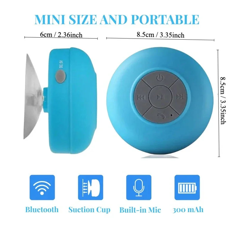 Wireless Bluetooth Waterproof Speaker With Suction Cup Sound For Car, Shower Sound