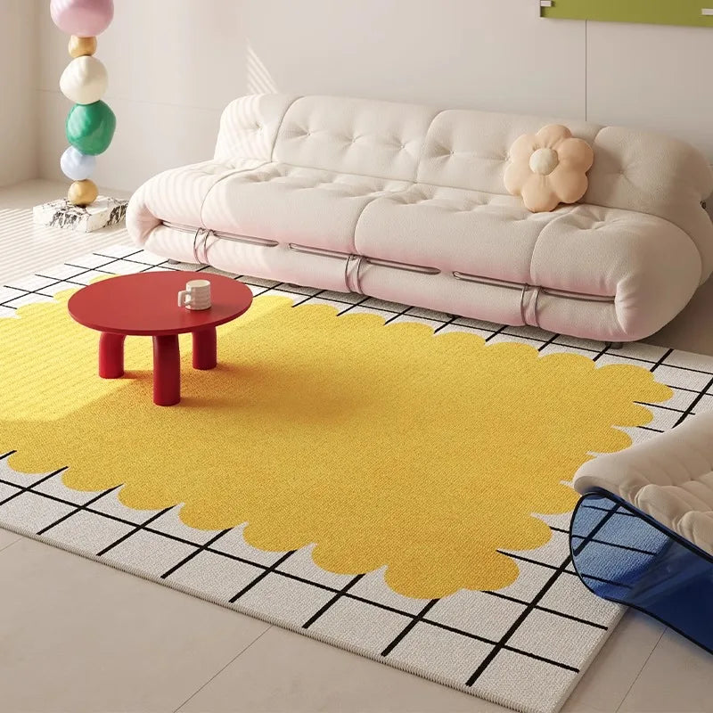 Yellow Living Room Carpet Cream Style Large Area Bedroom Bedside Rug Modern Simple Fashion Decorative Coffee Table Mats Tapis 러그