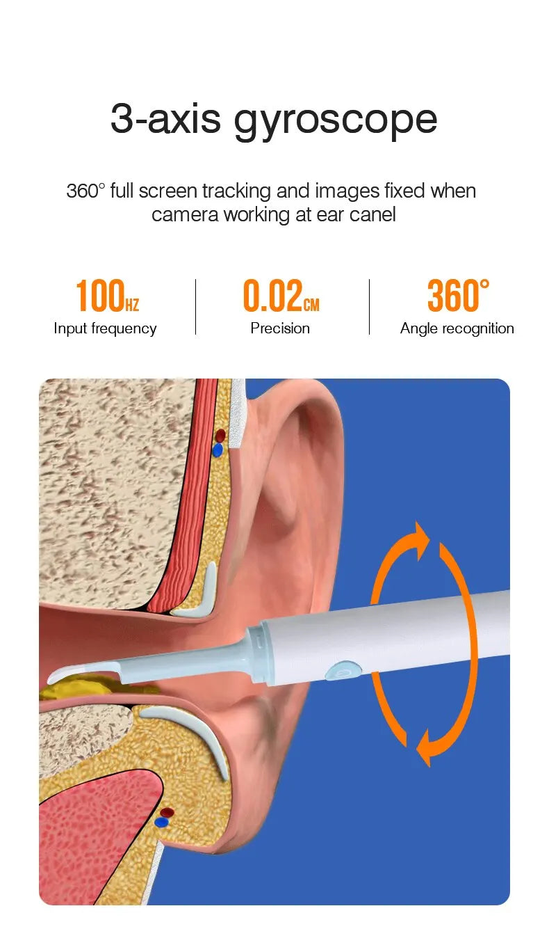 Wireless Visual Ear Endoscope Camera Ear Cleaning Tools Spoon Safe Silicone Earpick 5MP Camera Ear Wax Remover Luminous Otoscope