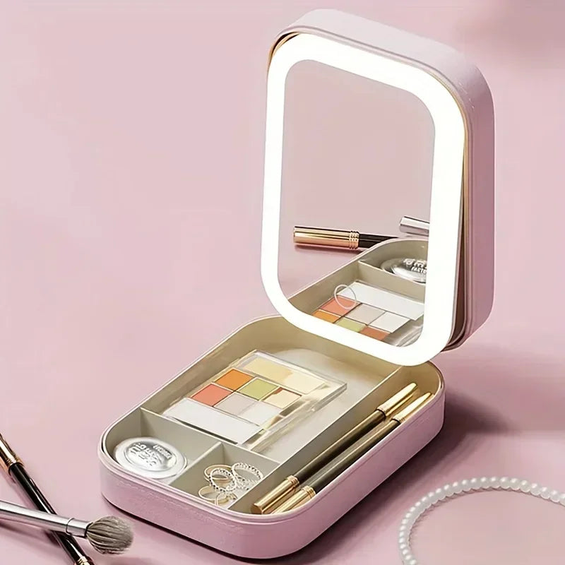 1pc Children's travel cosmetic bag with mirror-fashionable and convenient children's cosmetic storage bag