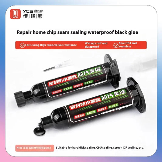 YCS 10CC Black Chip Sealing Glue UV Curing Waterproof Adhesive for Cell Phone CPU LCD IC Beautification Renovation Repair Tools