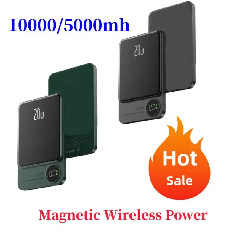 10000mAh Alloy Powerbank Magnetic Power Bank Wireless Fast Charger For IPhone 15 14 13 12 11 Backup Battery