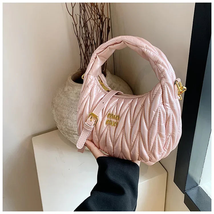Women's Crossbody Cloud Design Versatile Handbag Soft PU Leather Square Shape Shoulder Bag with Zipper Polyester Lining