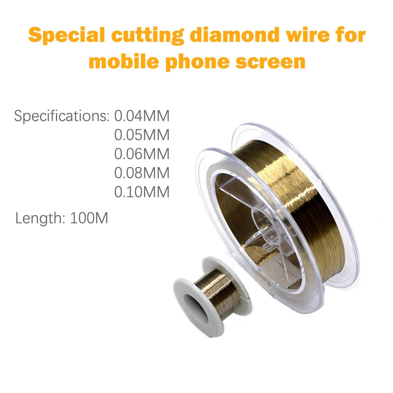 1Pcs 100M 0.04 0.05 0.06 0.08 0.1MM Alloy Steel Molybdenum Cutting Line LCD Screen Separation Diamond Wire Phone Repair Tools