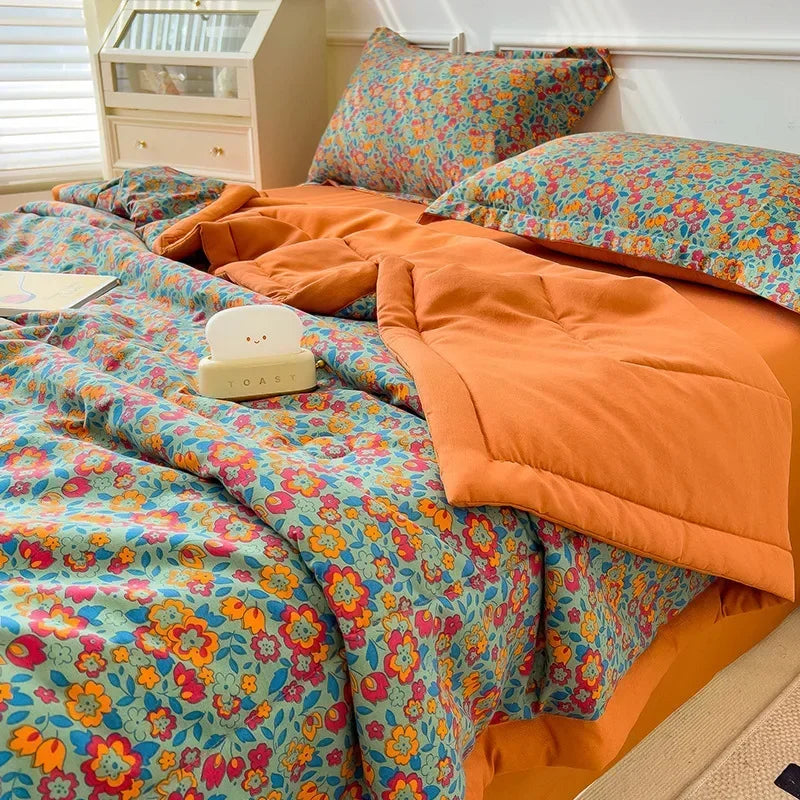 100% Cotton Summer Double-sided Cool Feeling Summer Quilt Queen Smooth Ice Silk Cooling Blanket Summer Comforter