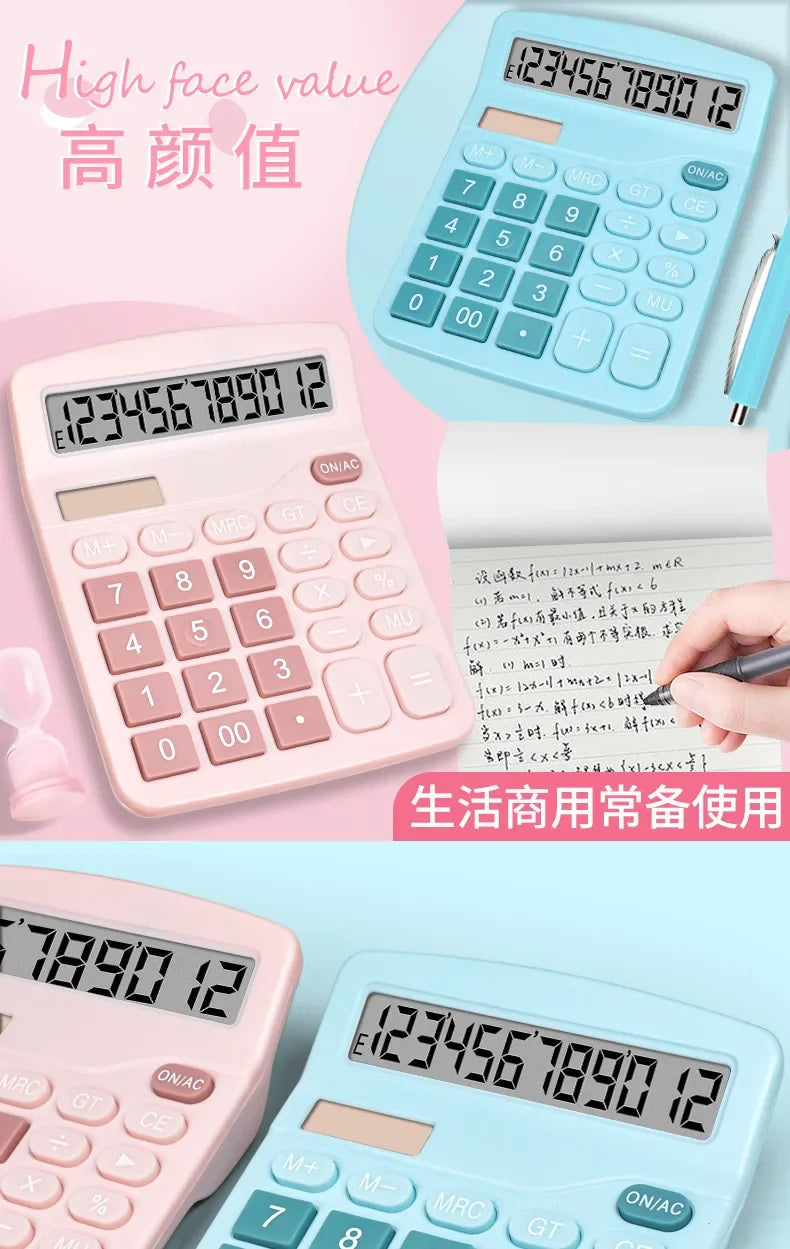 1Pcs Solar Scientific Calculator Desktop Financial Office Computer Calculators Large Display Office Calculators Cute Calculator