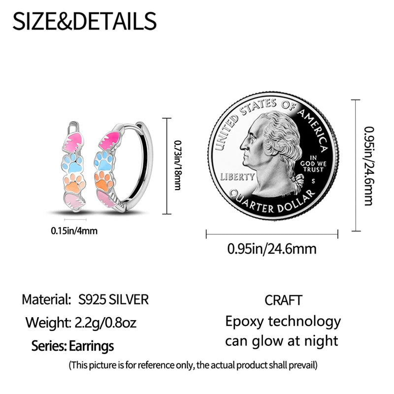 100% 925 Sterling Silver Colorful Butterfly Bee Ladybug Rainbow Flower Earrings For Women Fashion Birthday Party Jewelry Gifts