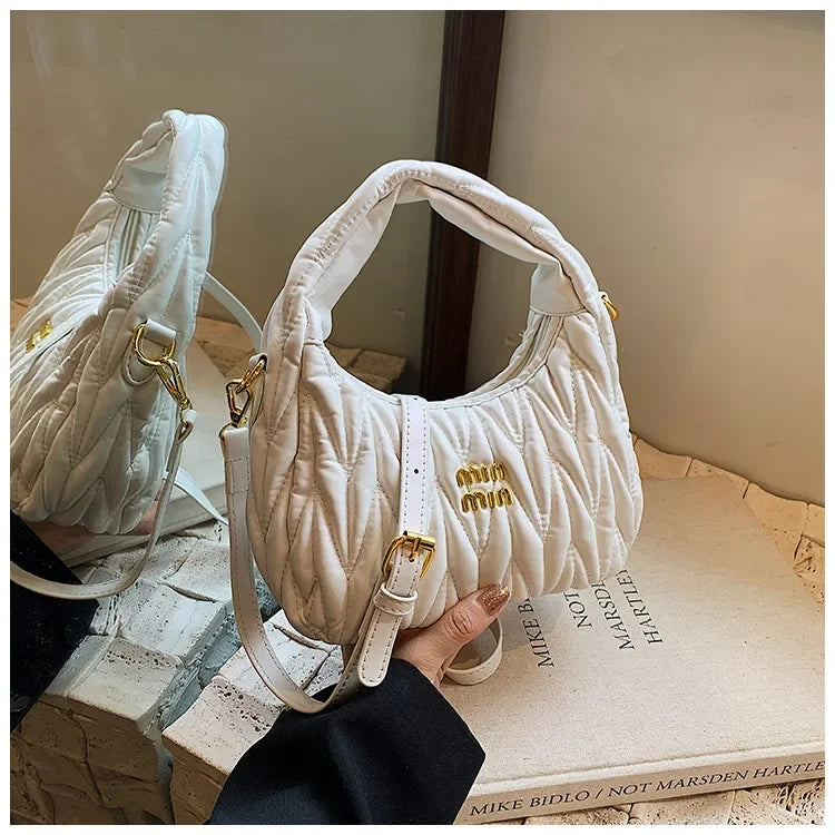 Women's Crossbody Cloud Design Versatile Handbag Soft PU Leather Square Shape Shoulder Bag with Zipper Polyester Lining