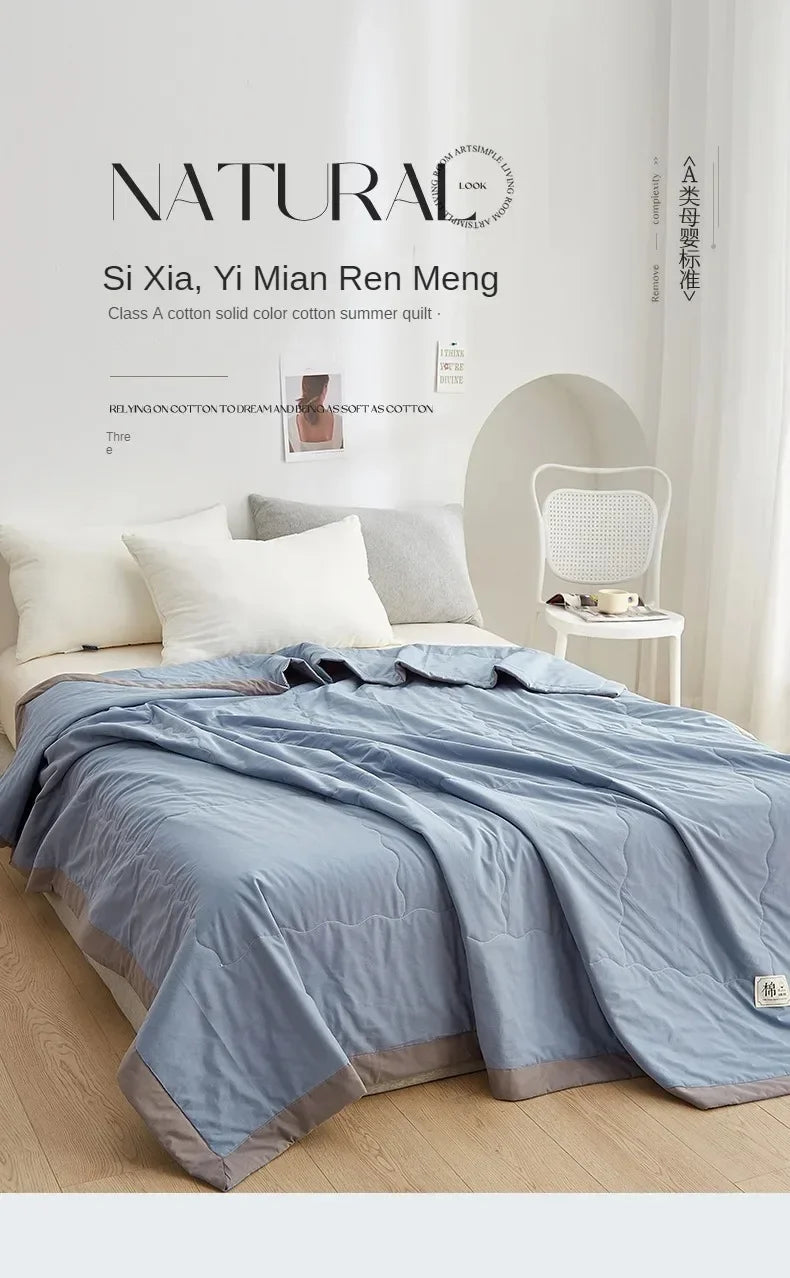 100% cotton inside and outside summer cool  air conditioning quilt washed cotton pure cotton summer quilt thin quilt summer