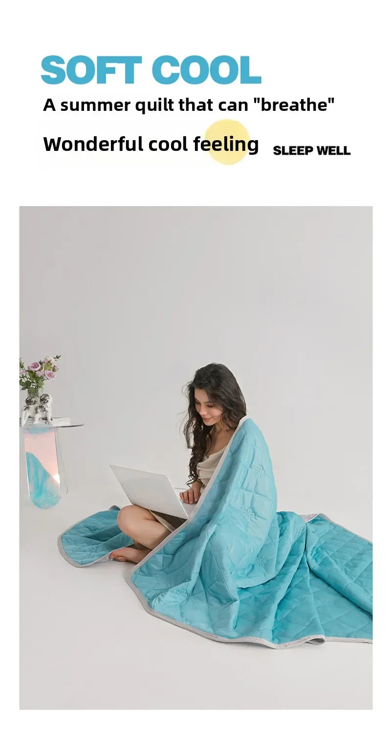 1pc Solid Color High-Quality  Summer Cooling Blanket, Lightweight, Breathable & Skin-Friendly for Hot Sleepers,Bedding 냉감이불/여름이불