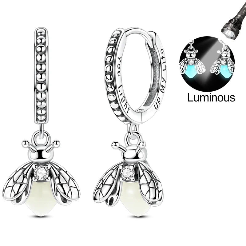 100% 925 Sterling Silver Colorful Butterfly Bee Ladybug Rainbow Flower Earrings For Women Fashion Birthday Party Jewelry Gifts