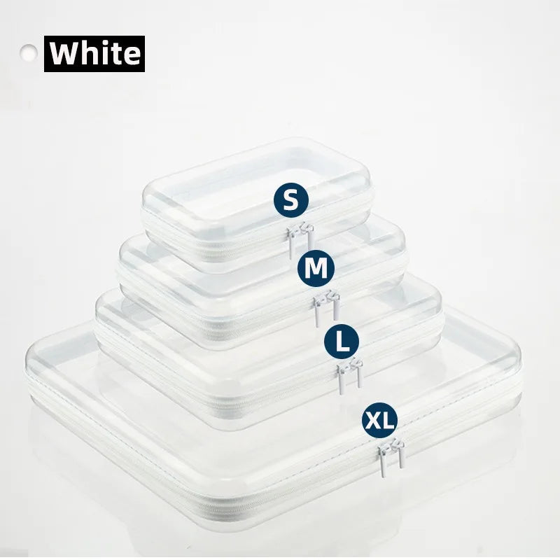 1pc Home Organize Box Transparent Cosmetics Storage Bag Baby Toy Organize Box Waterproof Plastic Zippered Pouch Travel Case Bag